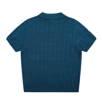 Cable-Knit Cotton Polo-Collar Jumper