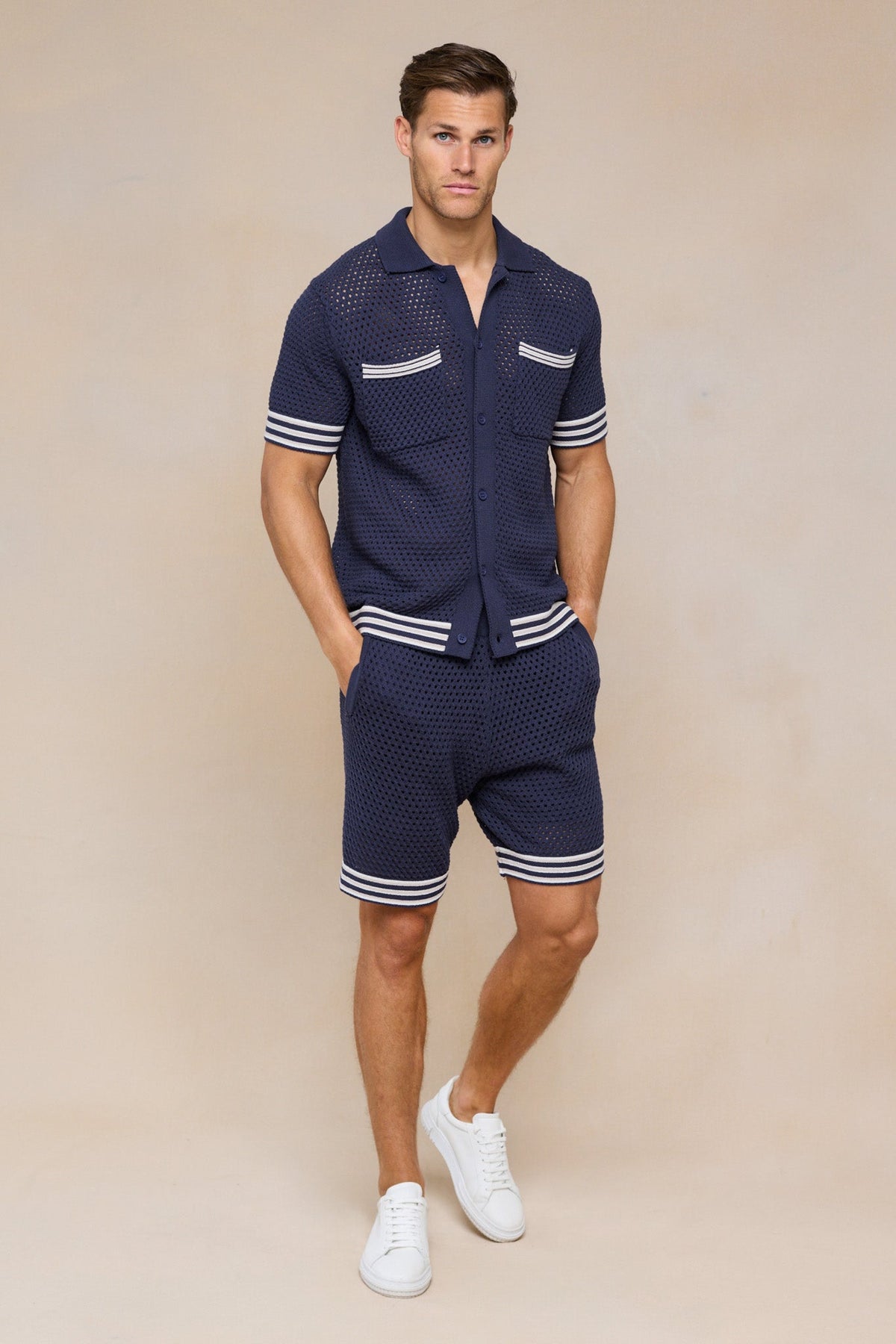 Cipressi Crochet Knit Short - Navy