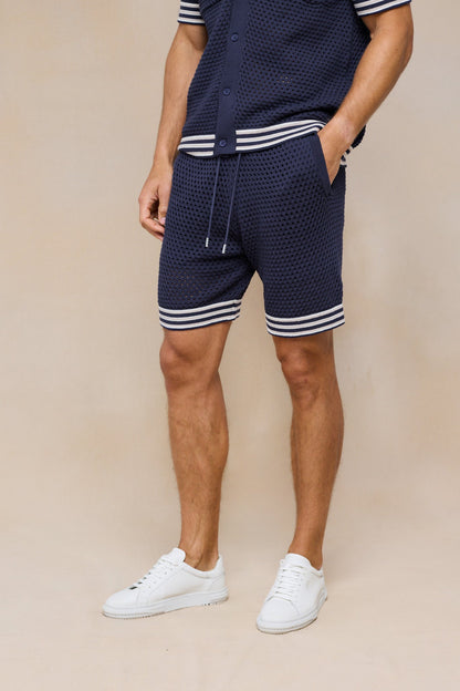 Cipressi Crochet Knit Short - Navy