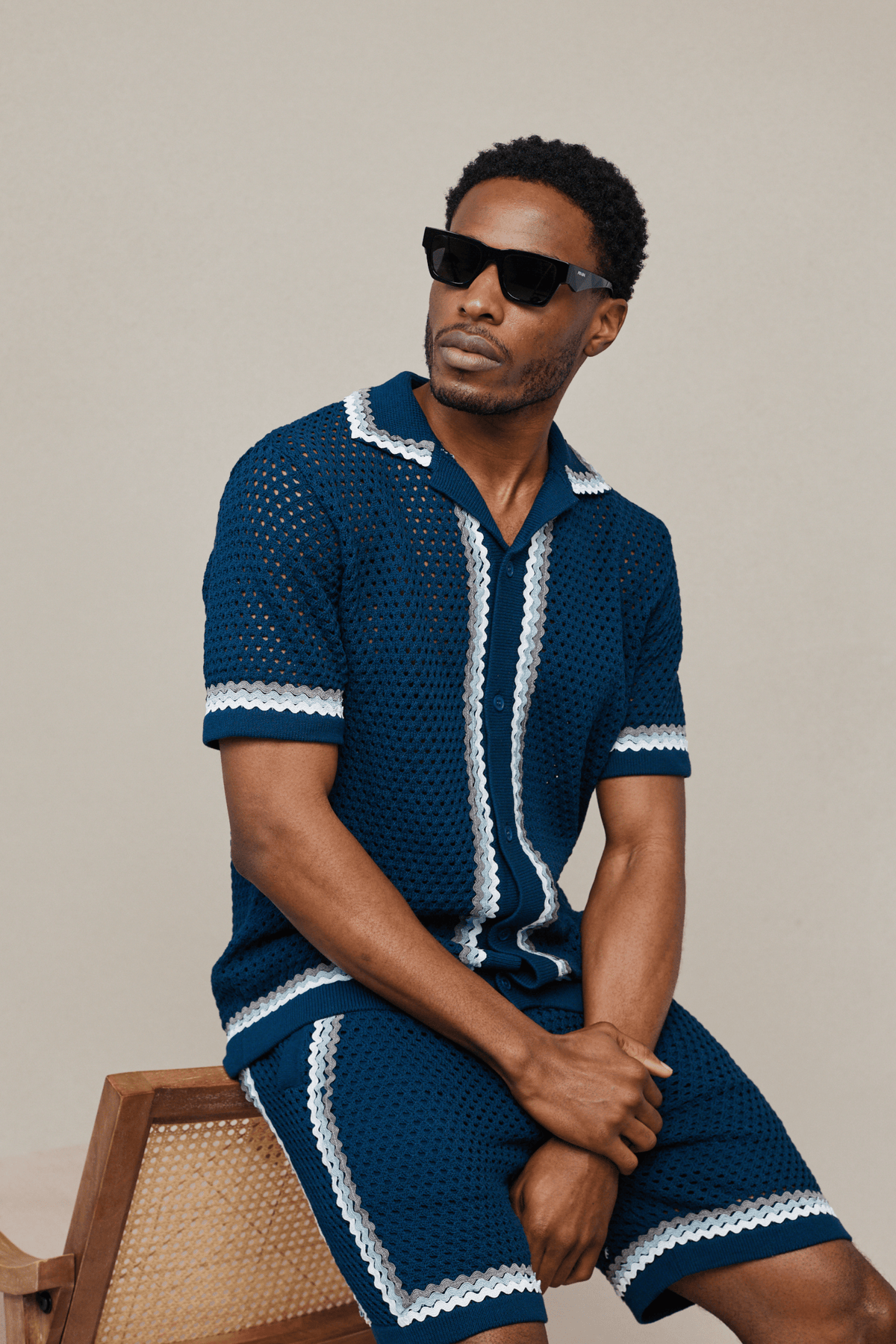 Marconi Crochet Knit Short - Navy