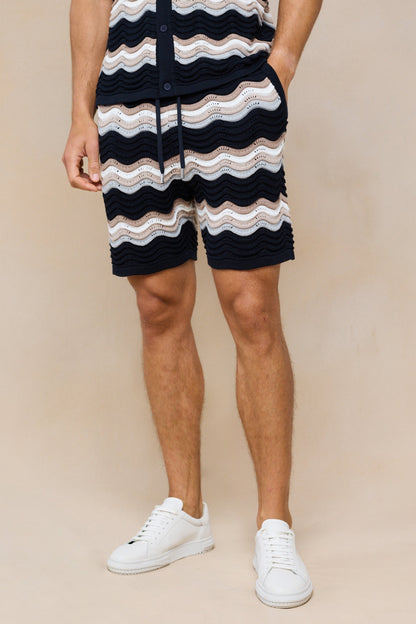 Primavera Crochet Knit Short - Black/Brown
