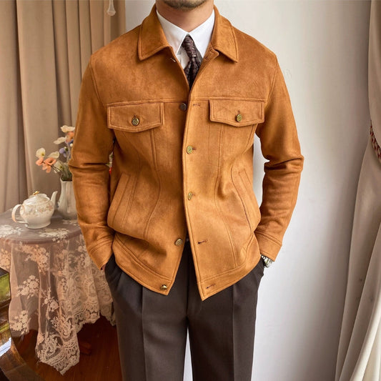 Old Money Suede Lapel Casual Jacket