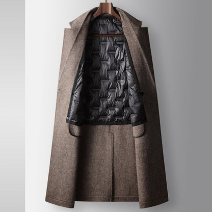 Old Money Double-Breasted Knee-Length Woolen Coat