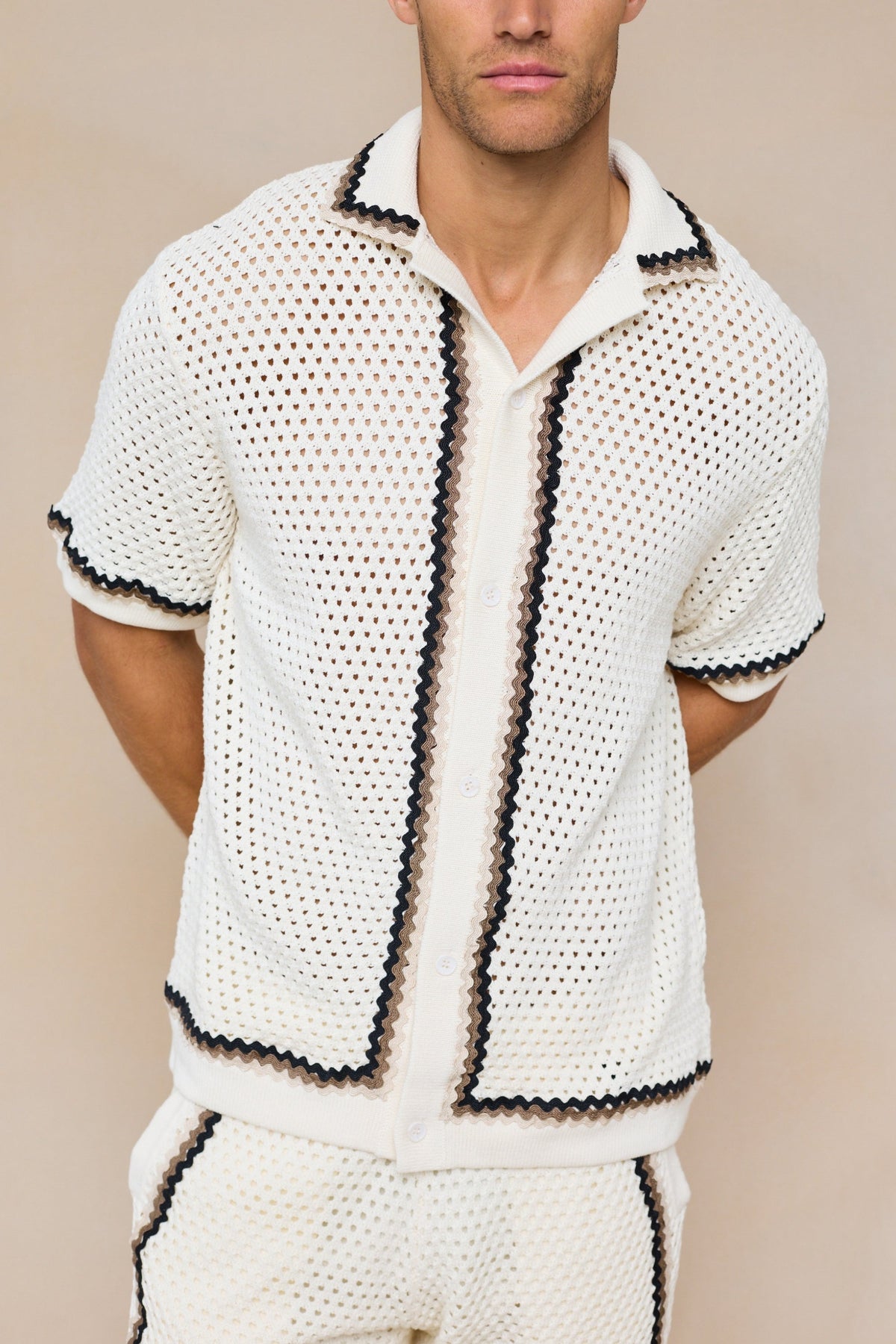Marconi Crochet Knit Shirt - Ecru