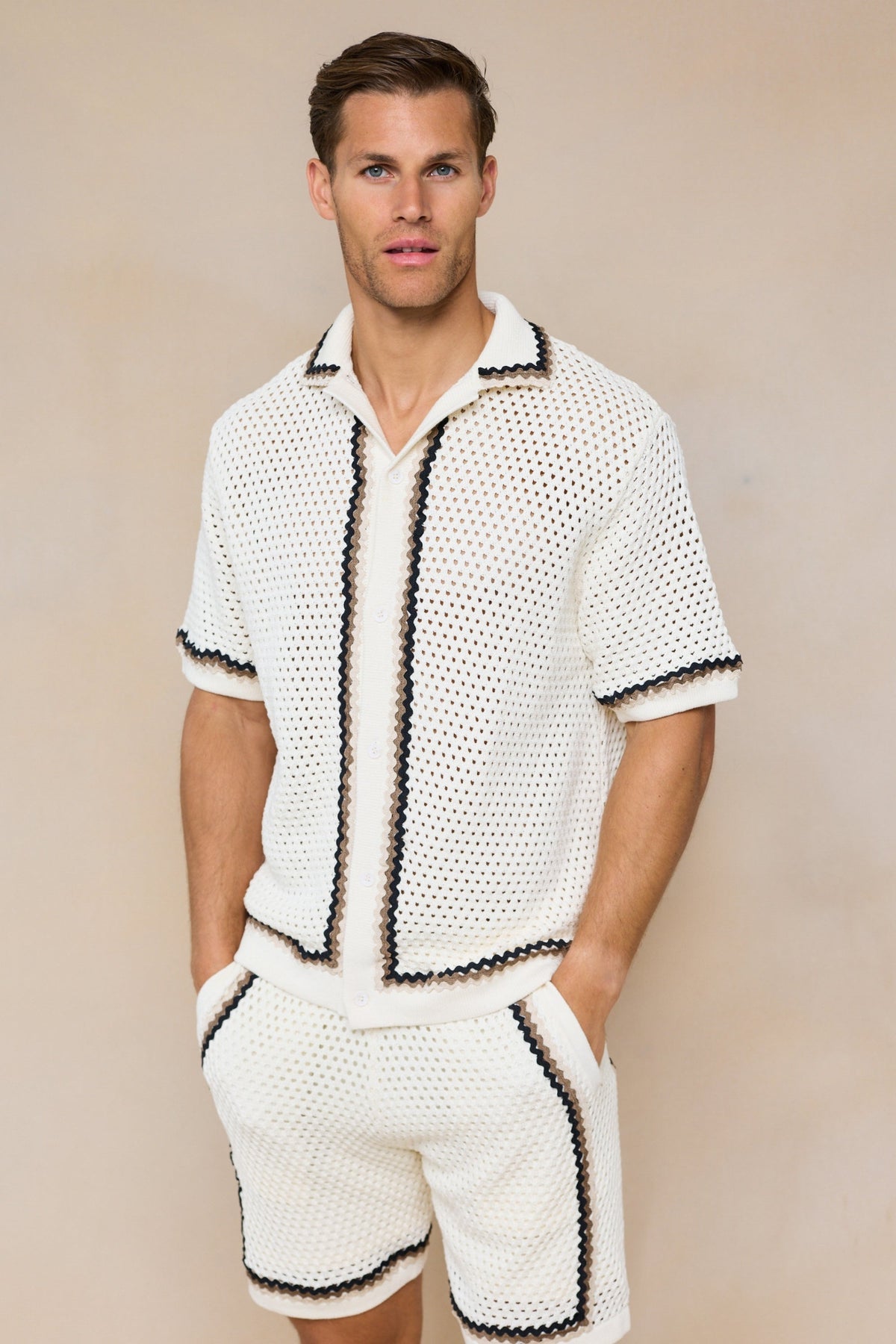 Marconi Crochet Knit Shirt - Ecru