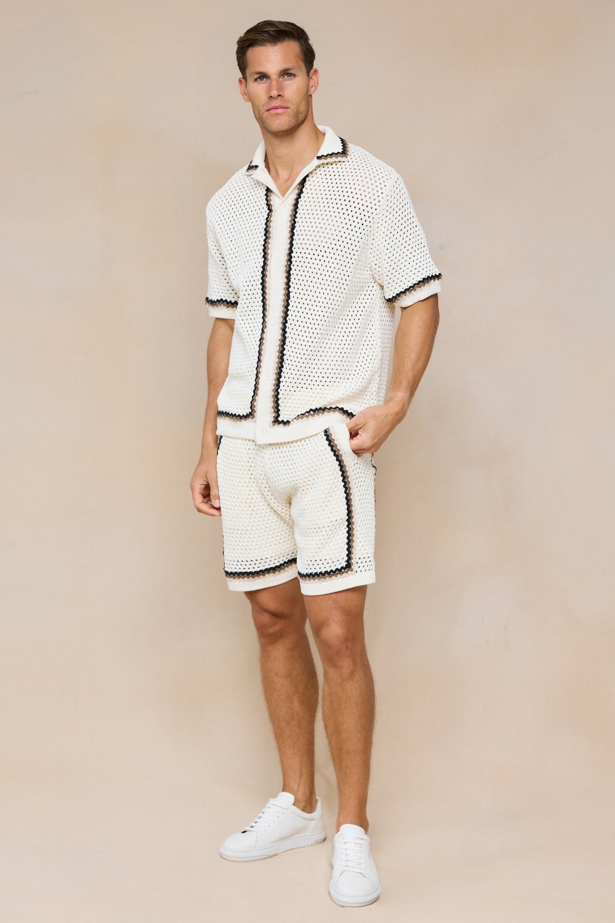 Marconi Crochet Knit Shirt - Ecru