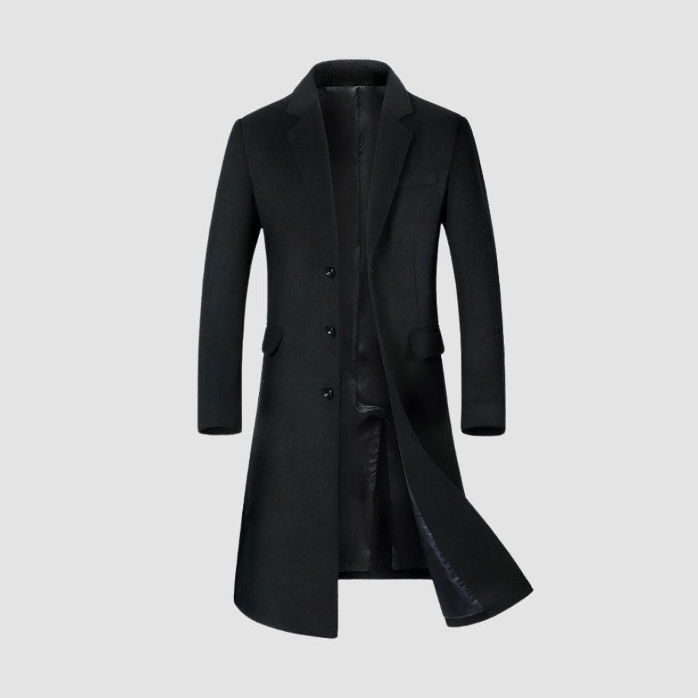 Old Money Knee-Length Suit Collar Thickened Woolen Coat