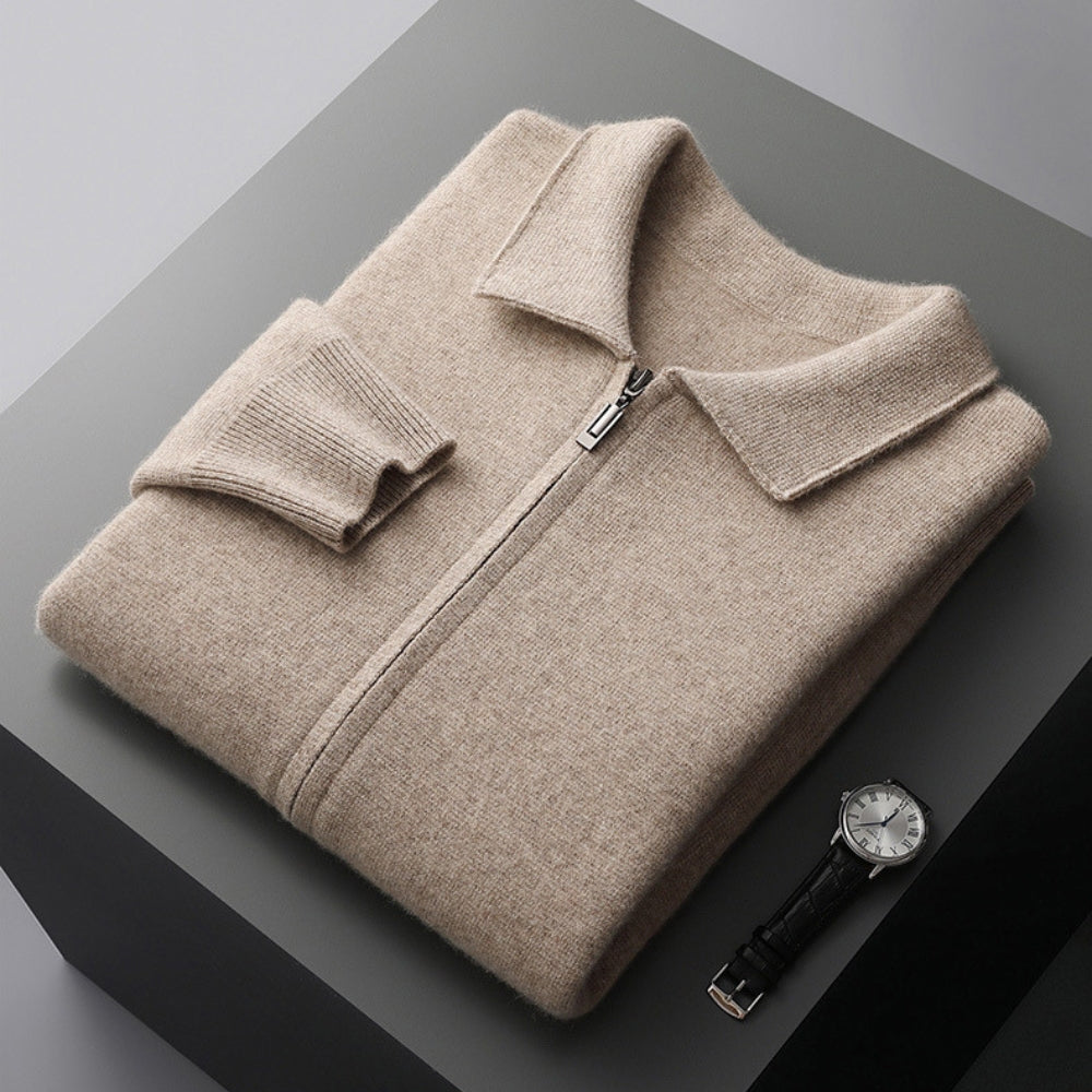 Old Money Woolen Cashmere Lapel Collar Cardigan