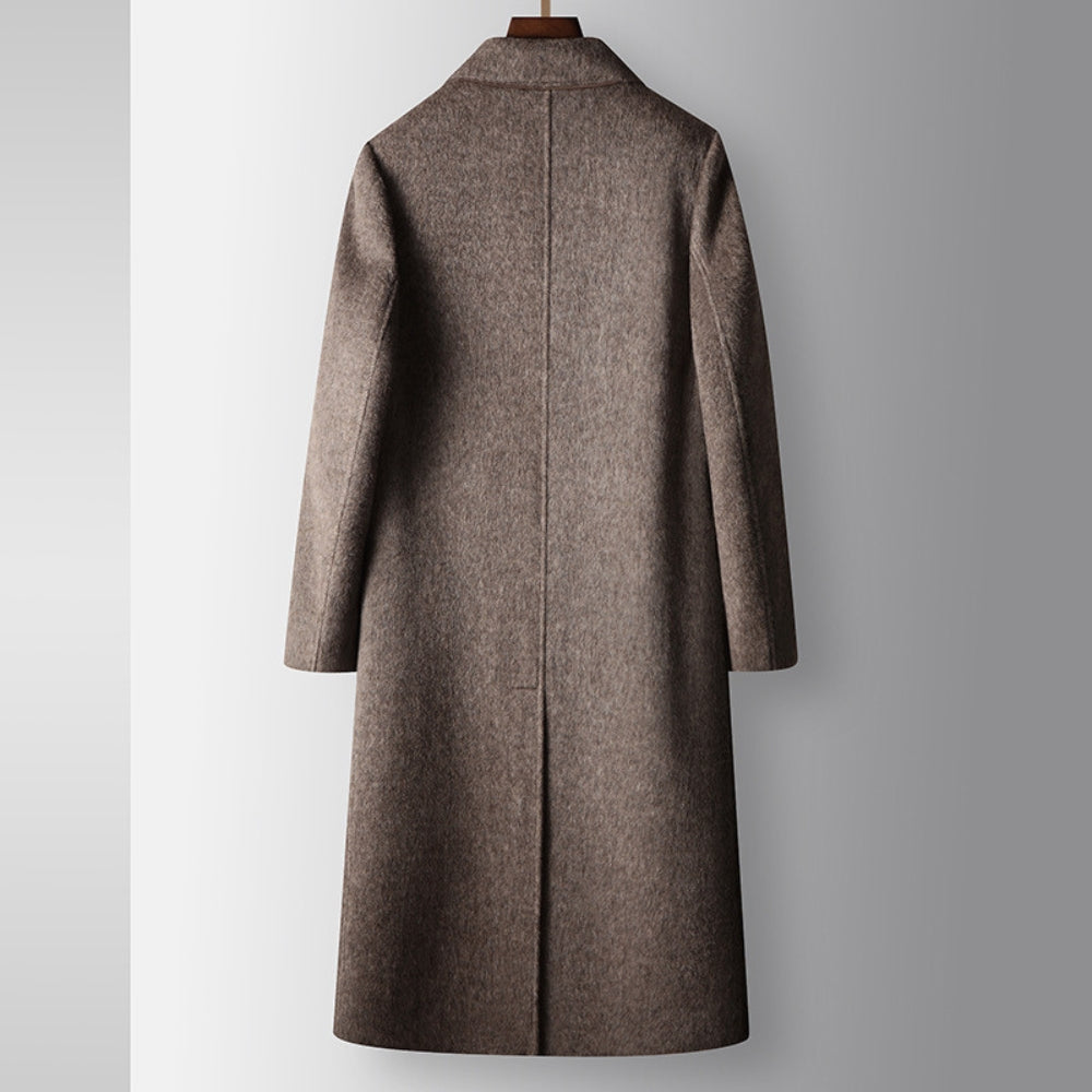 Old Money Double-Breasted Knee-Length Woolen Coat