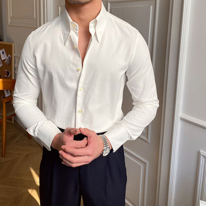 Old Money Large Pointed Casual Slim-Fit Shirt