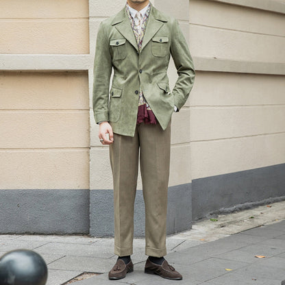 Old Money Italian Slim Fit Velvet Suede Jacket