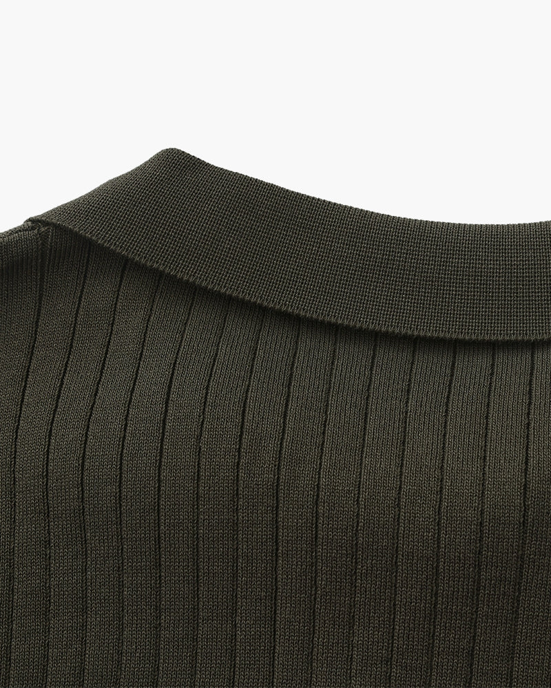 Premium Ribbed Knit Polo