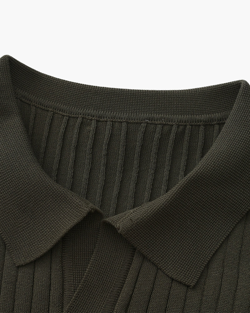 Premium Ribbed Knit Polo
