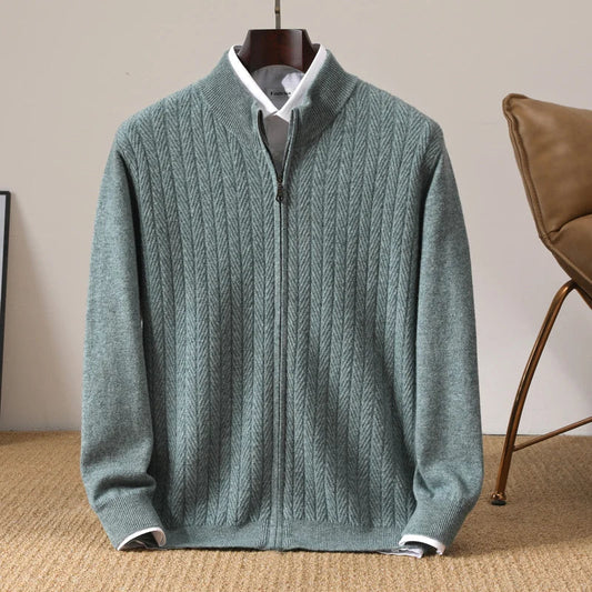 Old Money 100% Merino Wool Full Zip Jumper