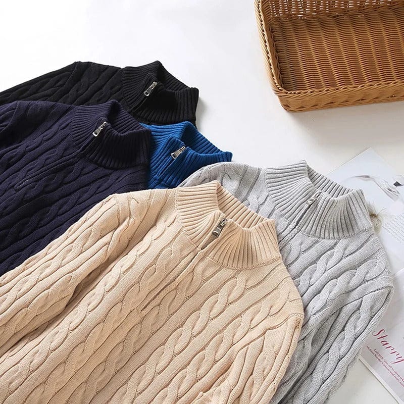 Old Money Half-zip Cable-knit sweater