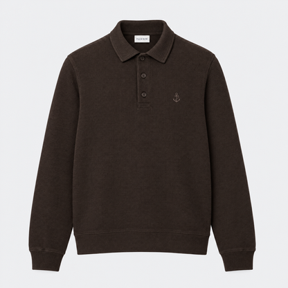 Lisbon Polo Collar Sweatshirt - Brown