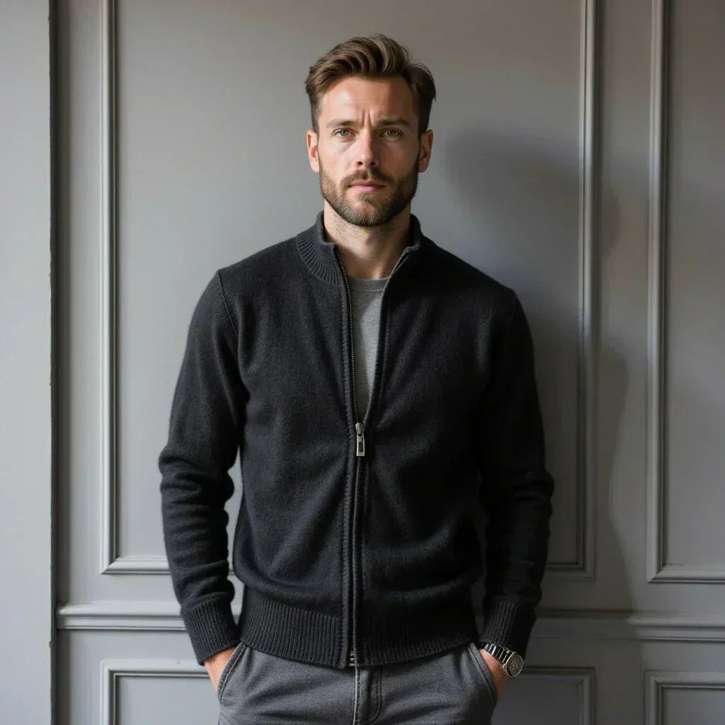 Old Money Pure Cashmere Zip Cardigan