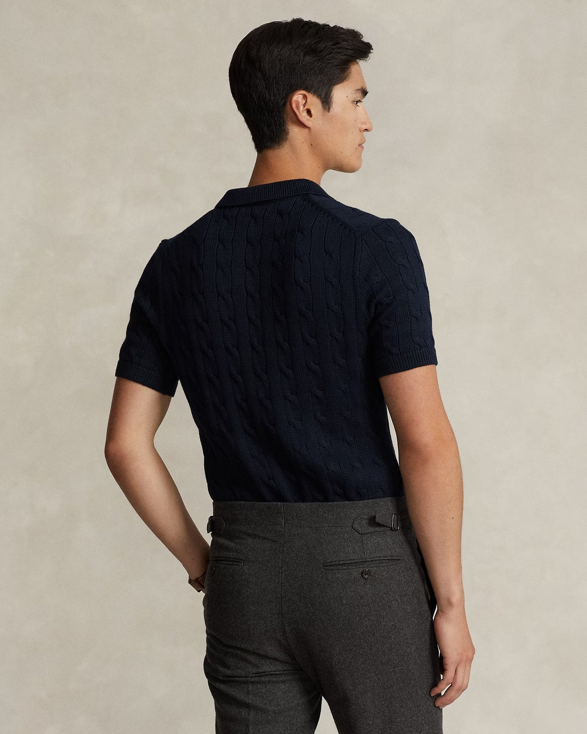Cable-Knit Cotton Polo-Collar Jumper