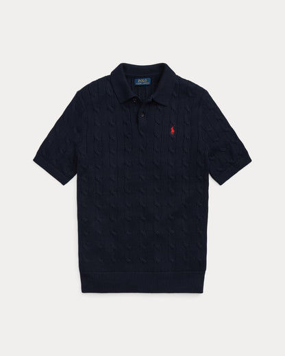 Cable-Knit Cotton Polo-Collar Jumper