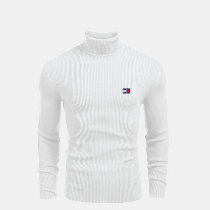 TH Turtleneck Cable-Knit Wool Sweater